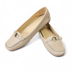 MICHAEL Michael Kors May Moccasin Light Beige Leather Logo Loafer